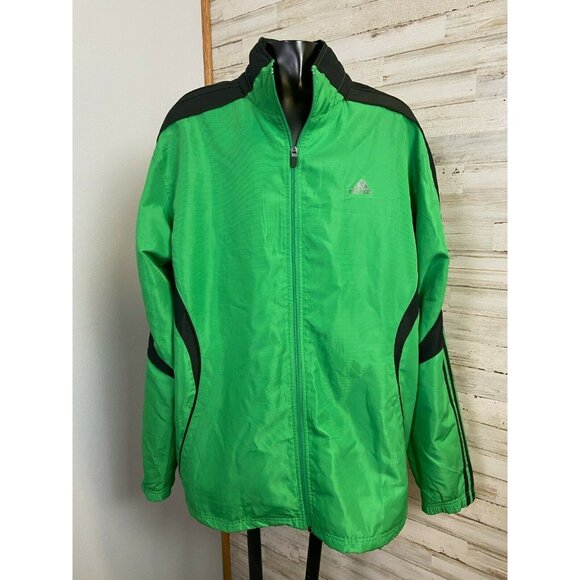 adidas Other - Adidas Men's Green Windbreaker Jacket Medium Hidden Hood 100% Polyester Vintage